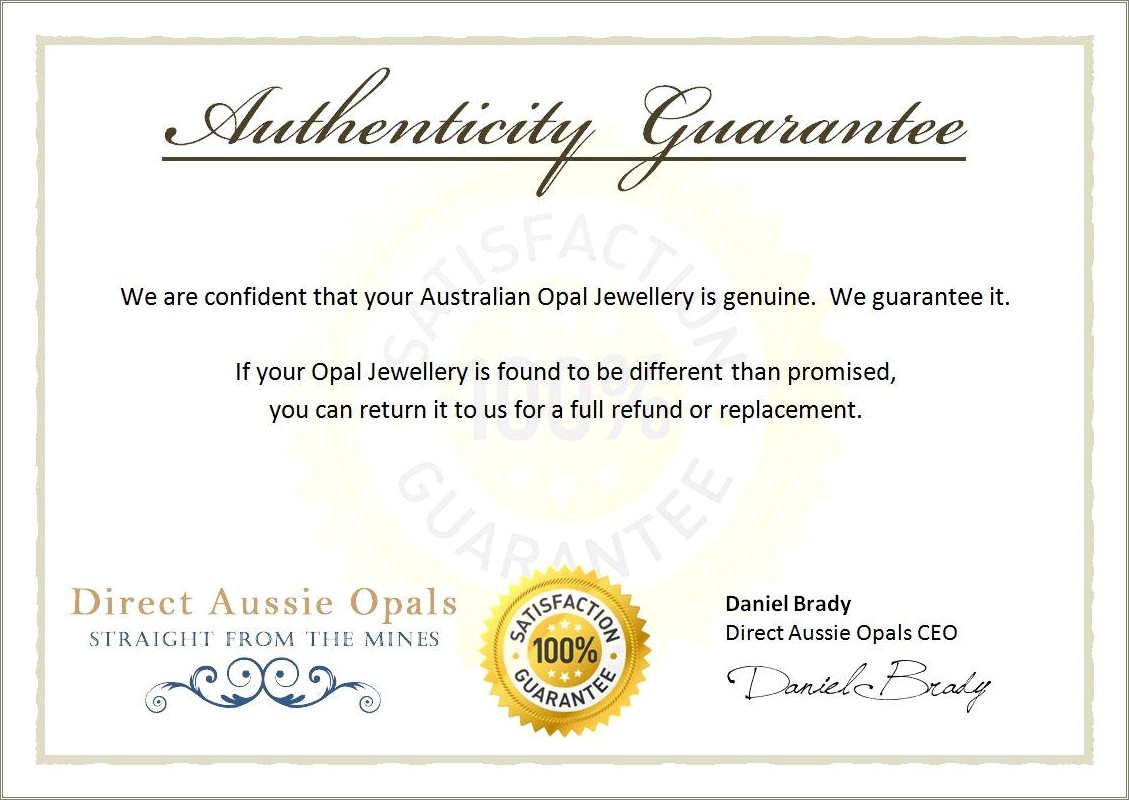 Certificate Of Authenticity Template Word Free