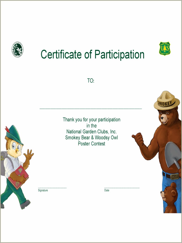Certificate Of Participation Template Free Word
