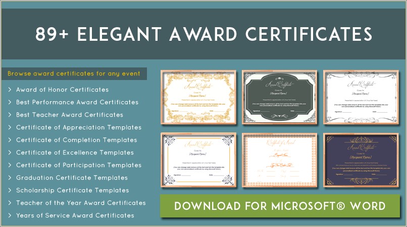 Certificate Templates Microsoft Word 2016 Free