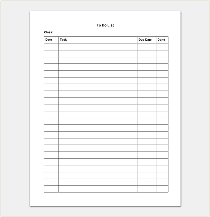 Check To Do List Free Template