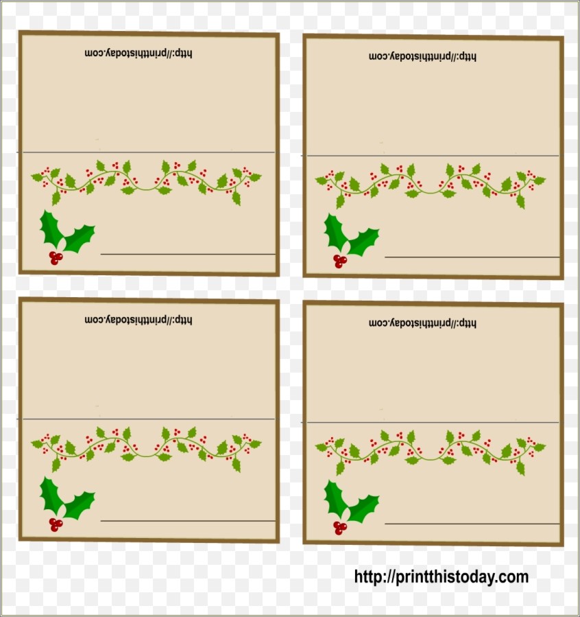 Christmas Dinner Place Cards Template Free