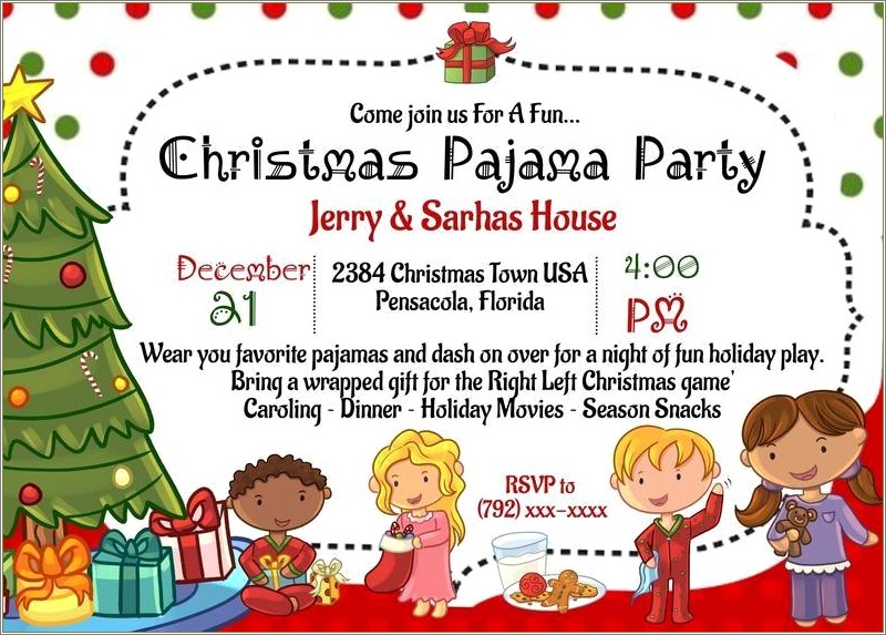 Christmas Pajama Party Invitation Free Template