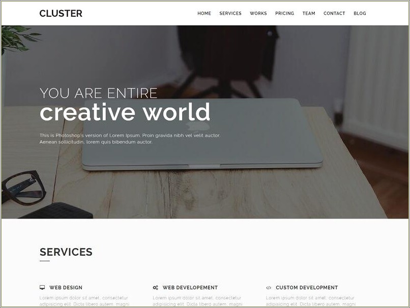 Cluster Free Creative Portfolio Bootstrap Template