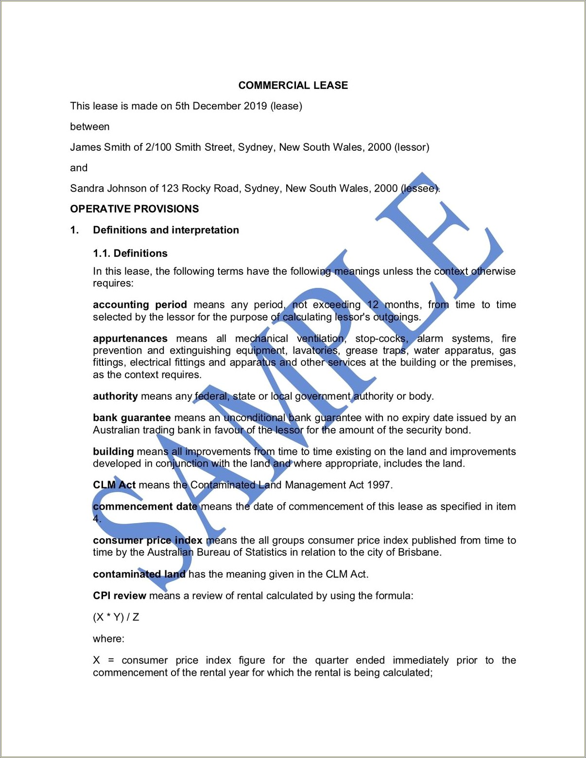 Commercial Lease Agreement Qld Template Free