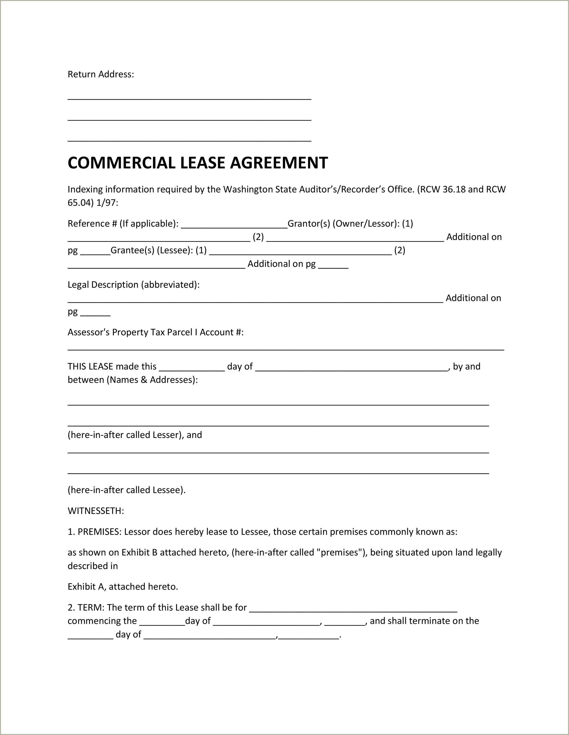 Commercial Lease Agreement Template Free Qld