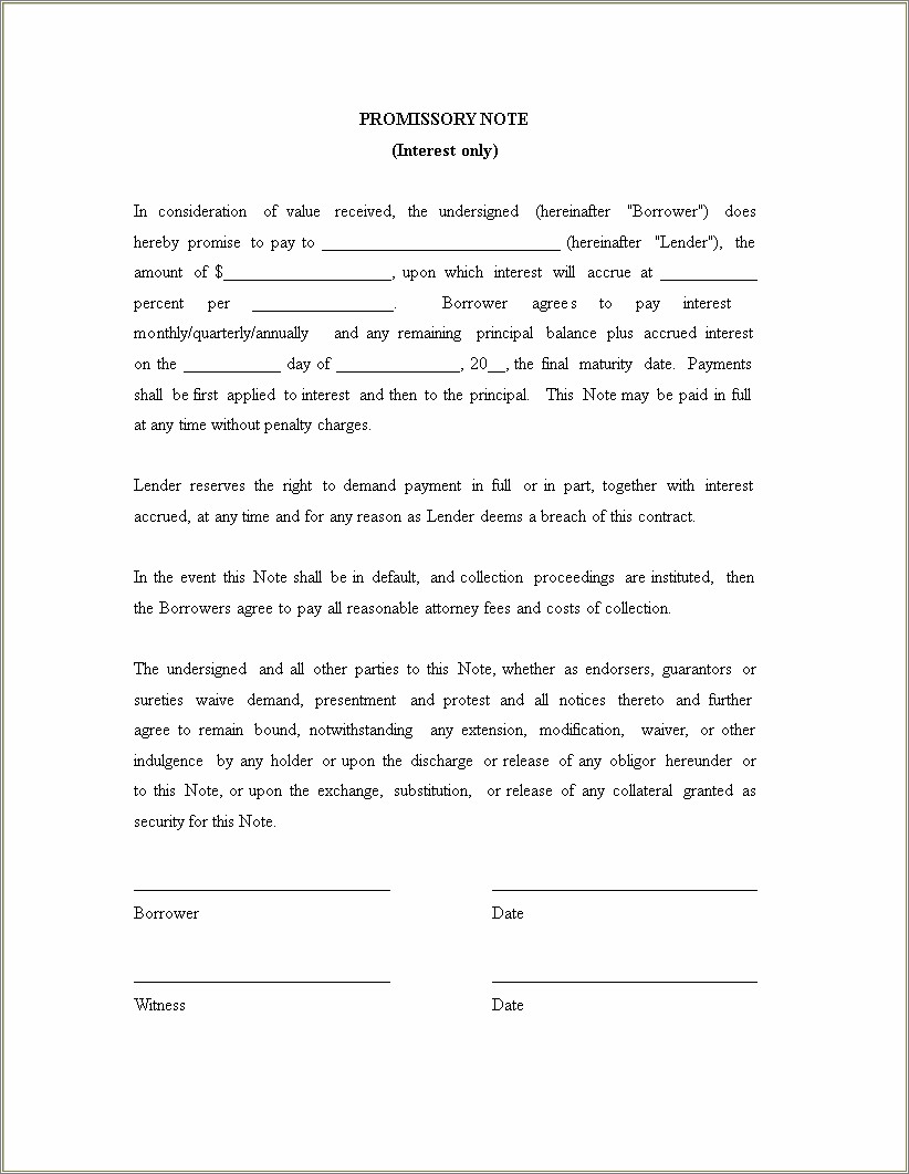 Completely Free Legal Promissory Note Template