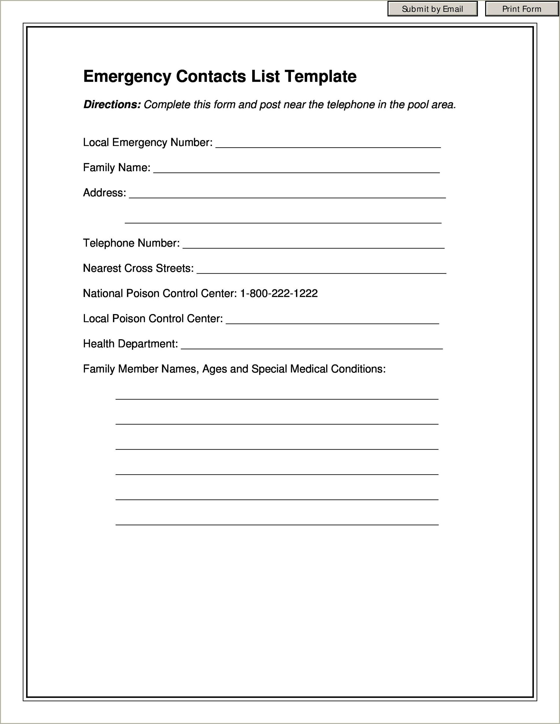 Contact Information Form Template Word Free