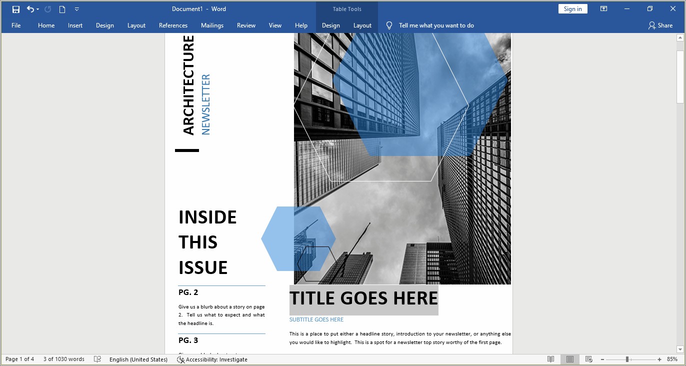 Cool Newsletter Free Templates For Word