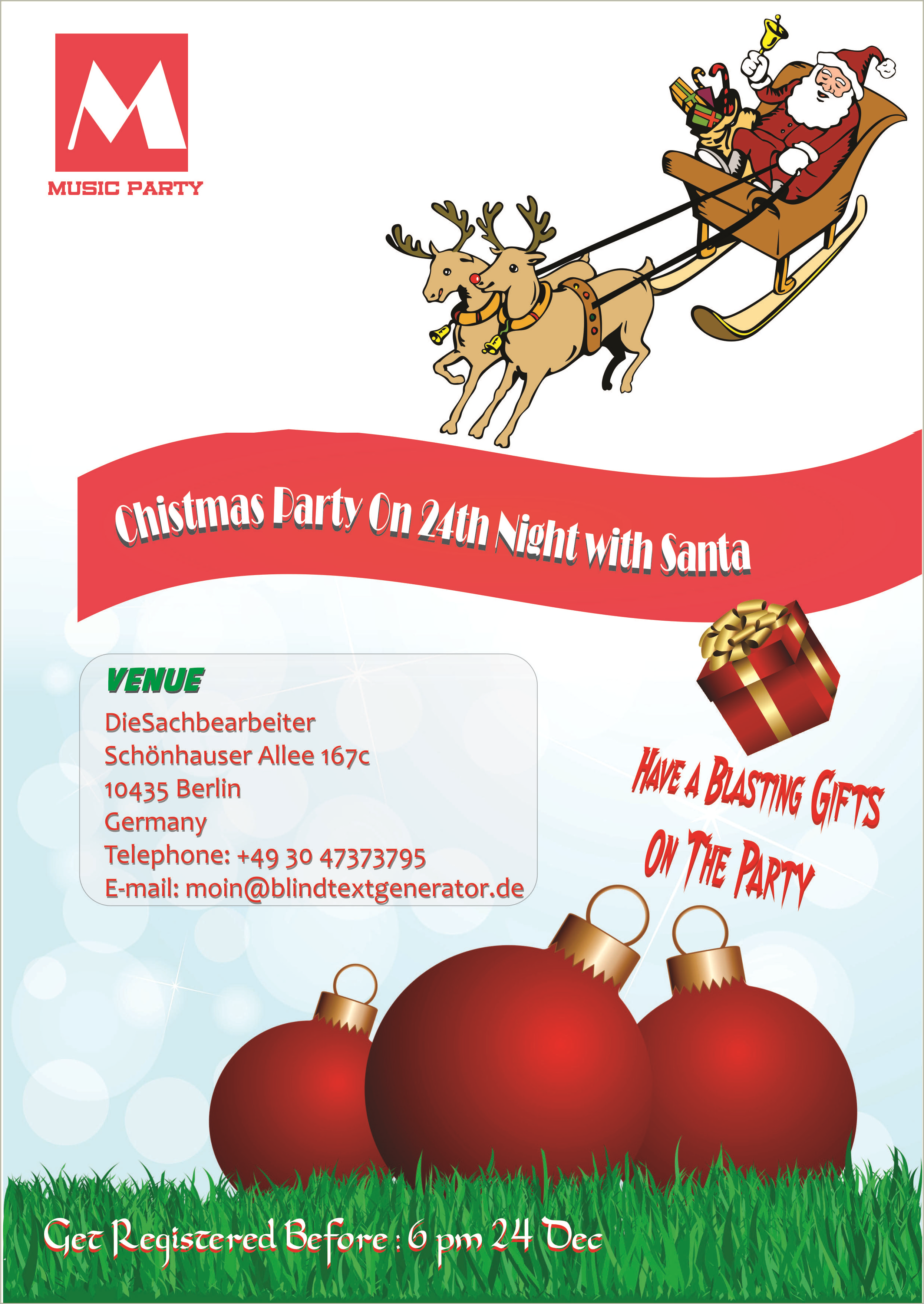 Corporate Christmas Party Invitation Free Template