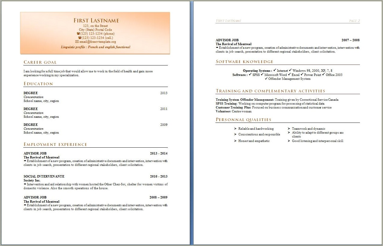 Cv Template Free Download Word 2007