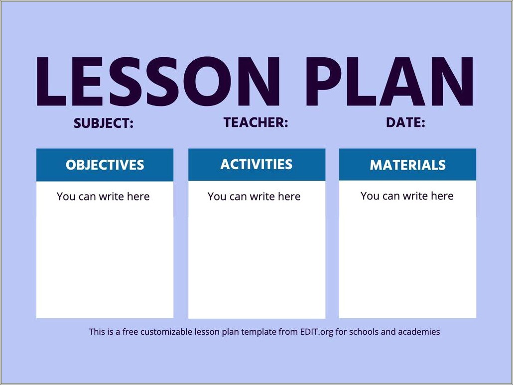Daily Lesson Plan Template Pdf Free