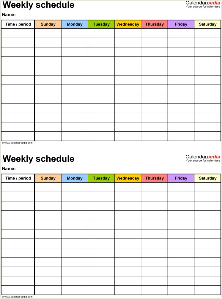 Daily Schedule Template Free For Classroom