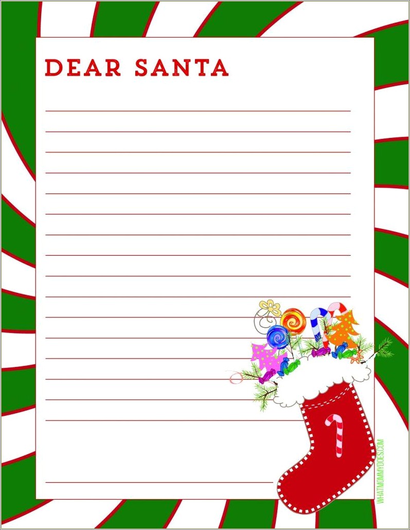 Dear Santa From Letter Template Free