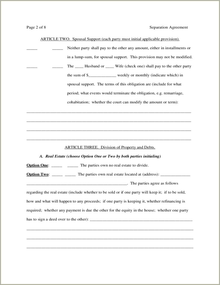 Deed Of Separation Template Uk Free