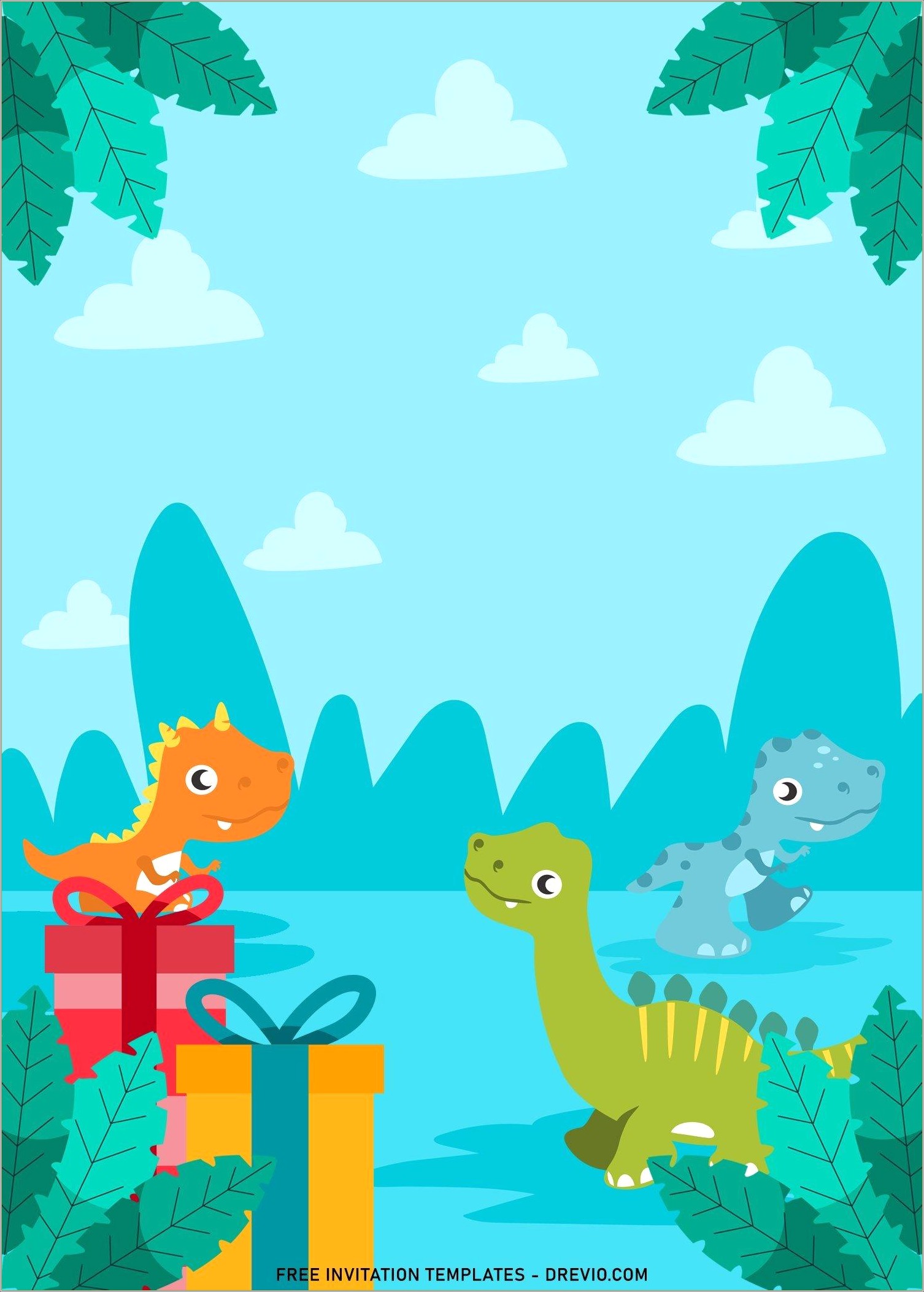 Dinosaur Birthday Party Invitation Template Free