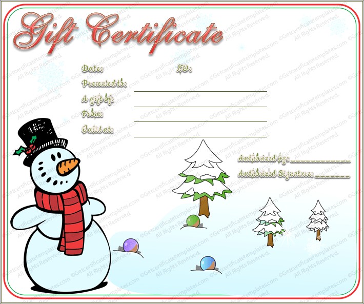Diy Christmas Gift Certificate Template Free