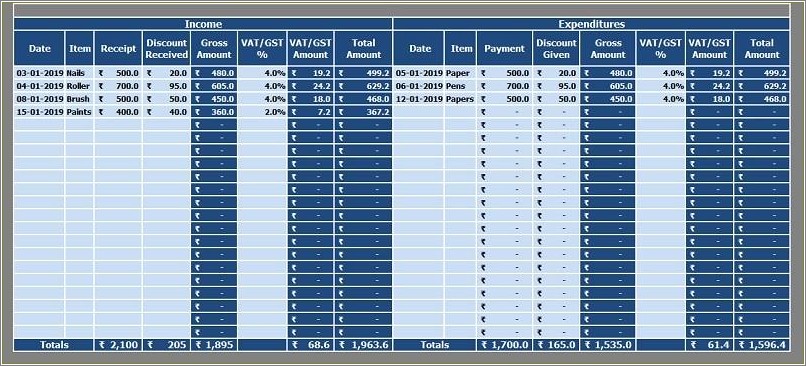 Double Ledger Accounting Excel Template Free