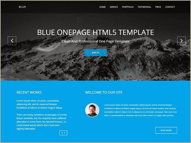 Download Free One Page Html Template
