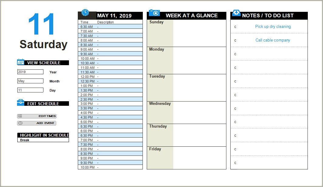 Download Free Time Schedule Template Excel