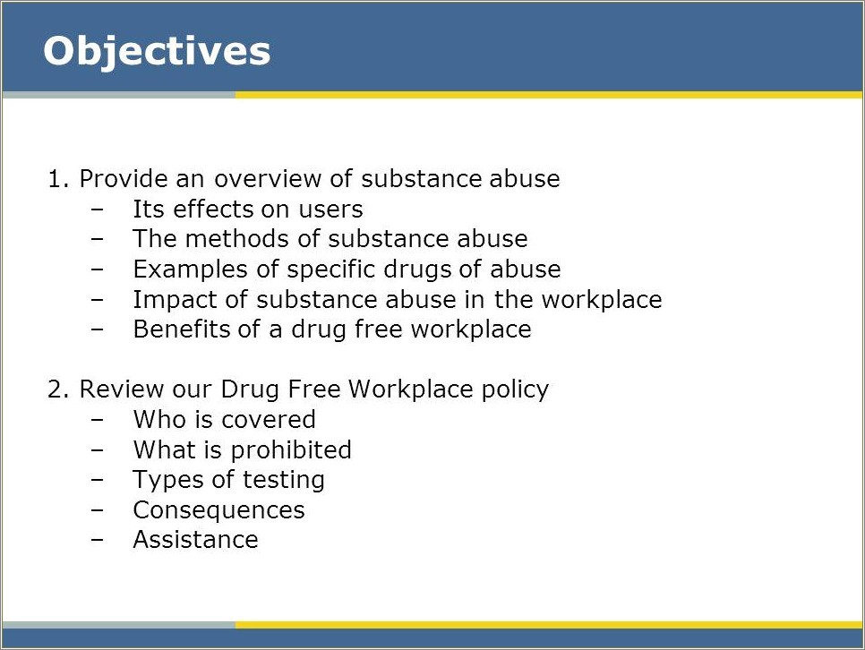 Drug Free Workplace Policy Template Ga