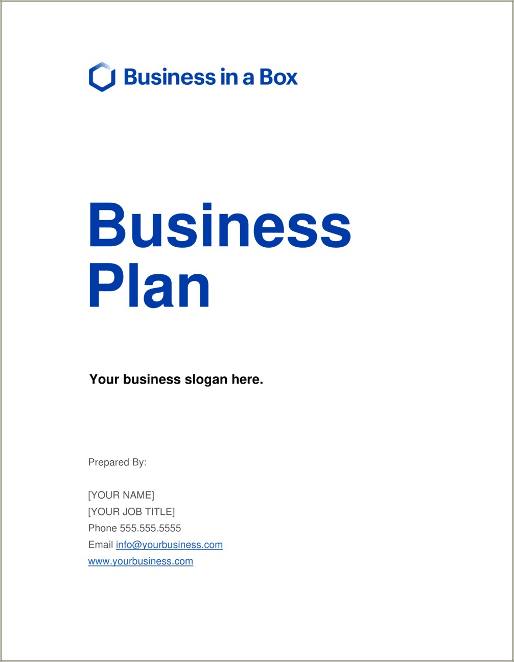 Easy Business Plan Template Pdf Free