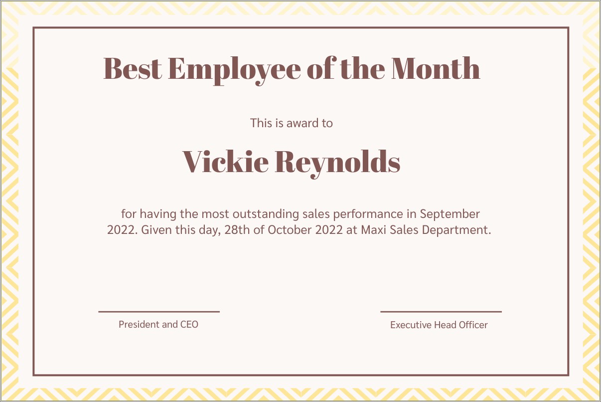 Employee Of The Month Free Templates