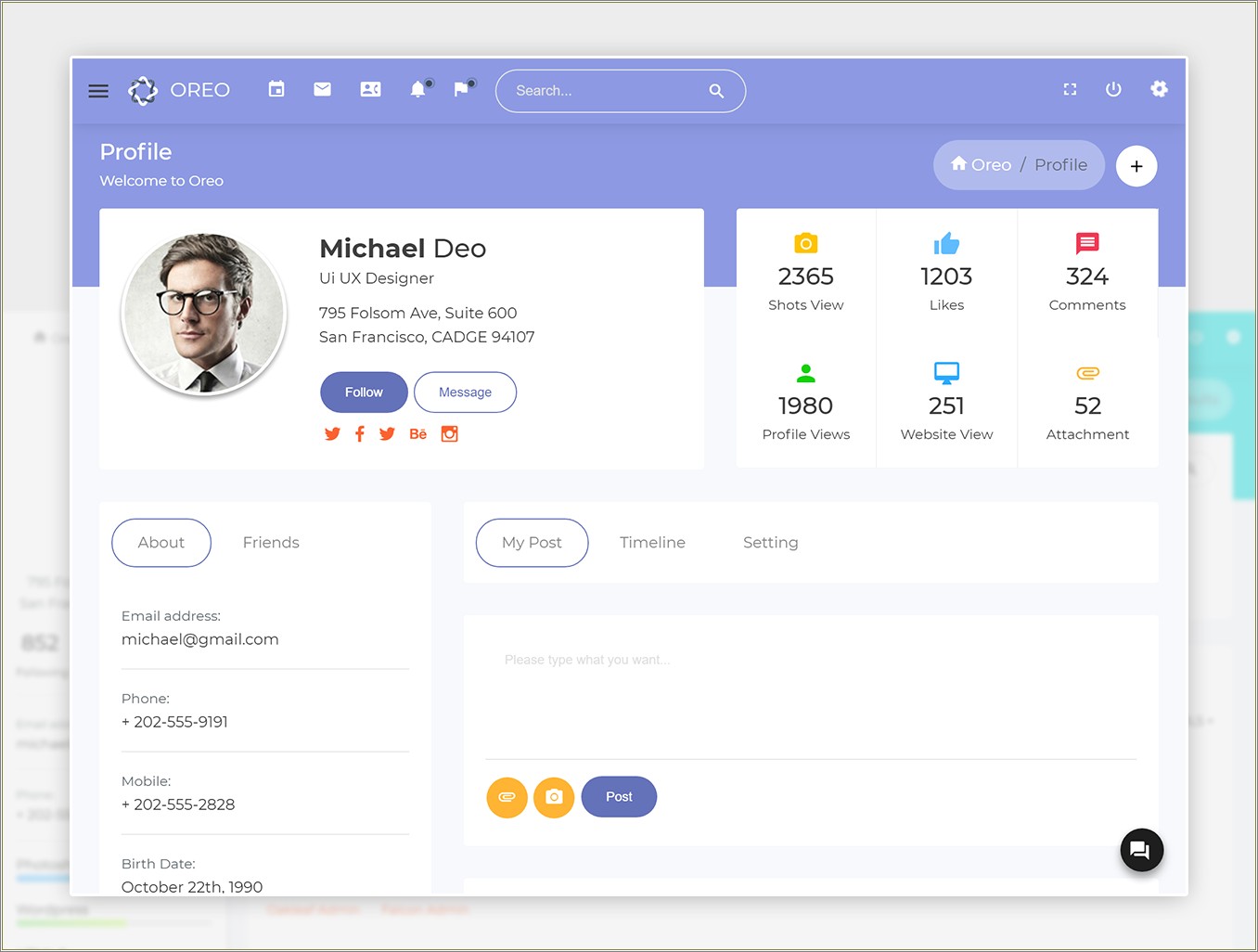 Employee Profile Template Bootstrap Free Download