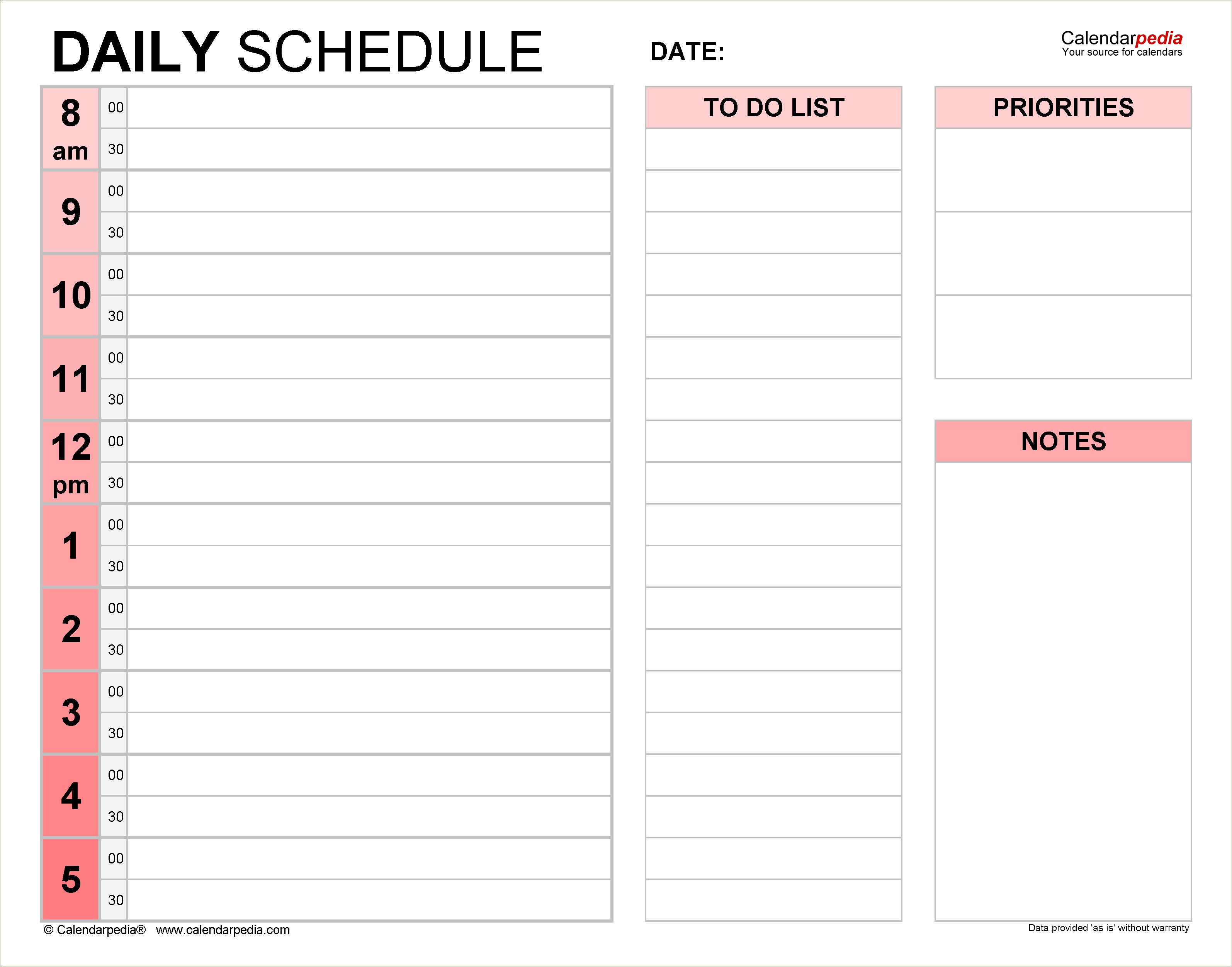 Excel Free Daily Work Schedule Template
