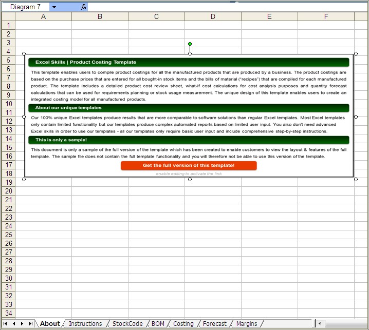 Excel Menu Costing Template Free Download