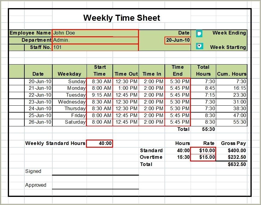 Excel Timesheet Template For Projects Free