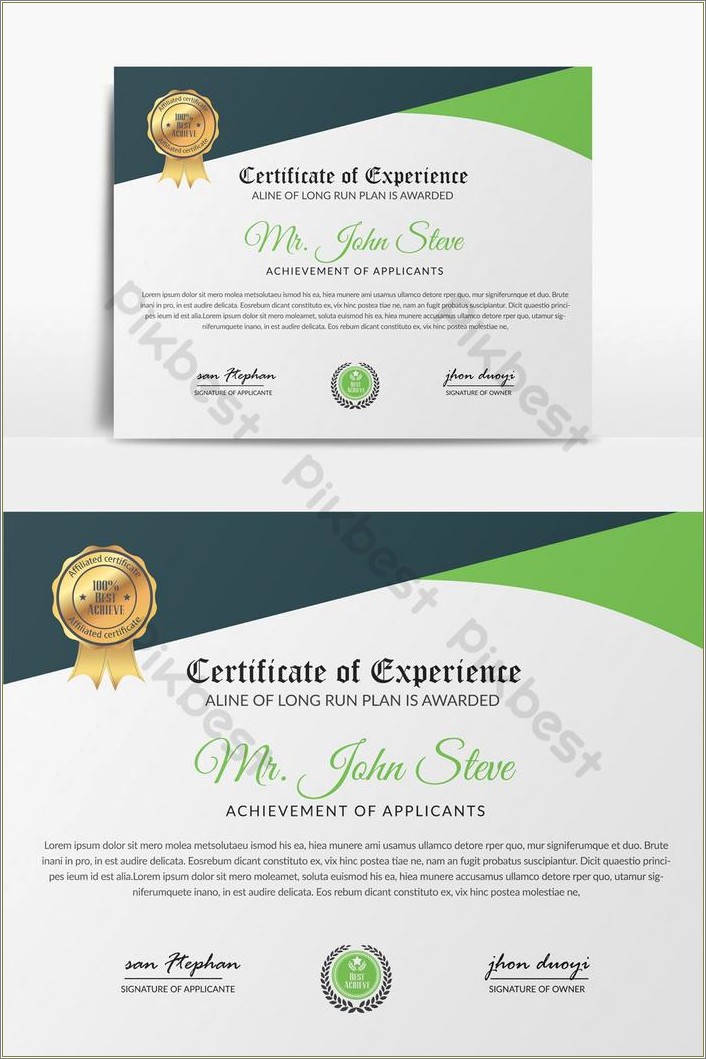 Experience Certificate Template Psd Free Download