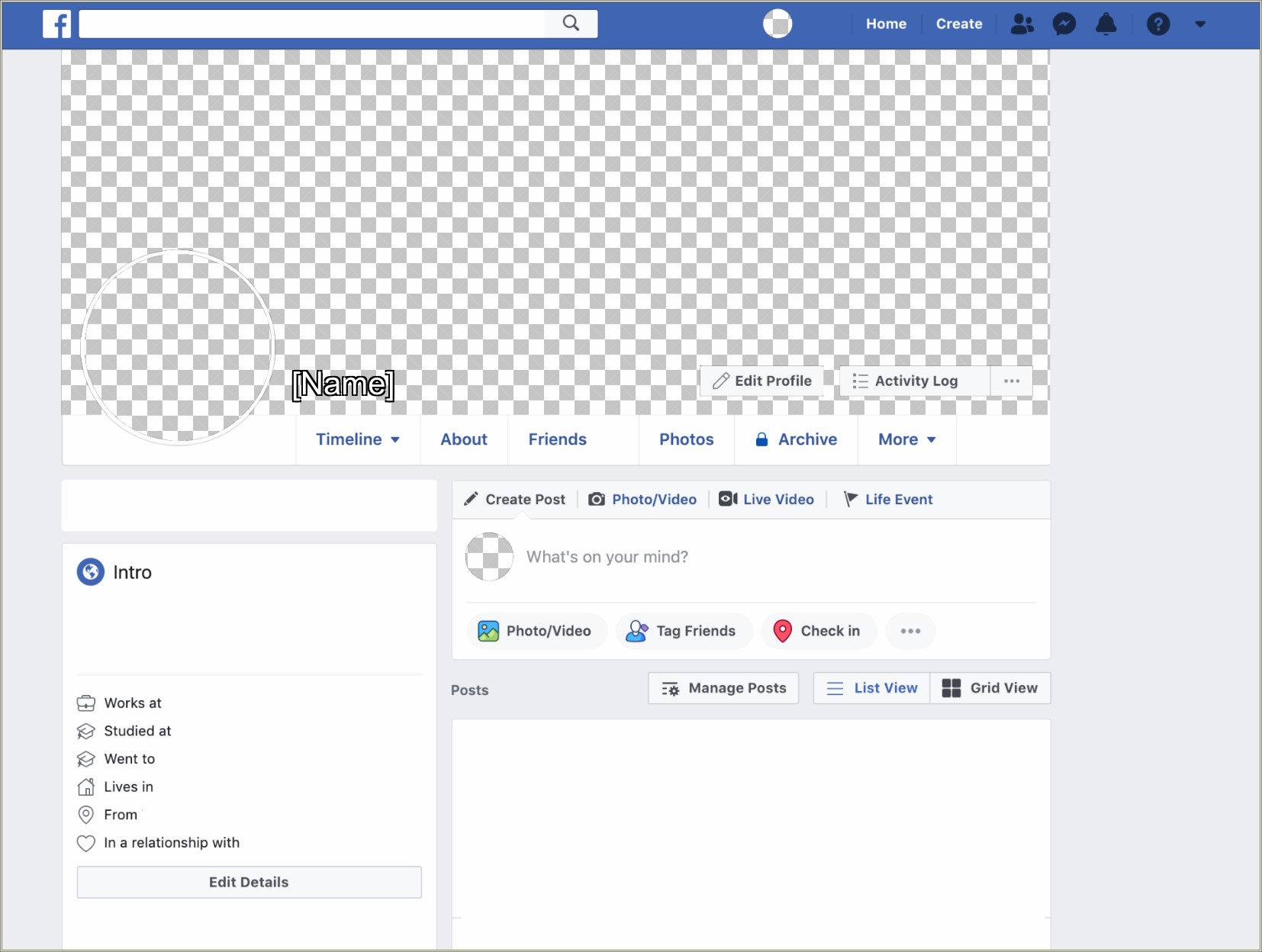 Facebook Profile Page Template Free Download