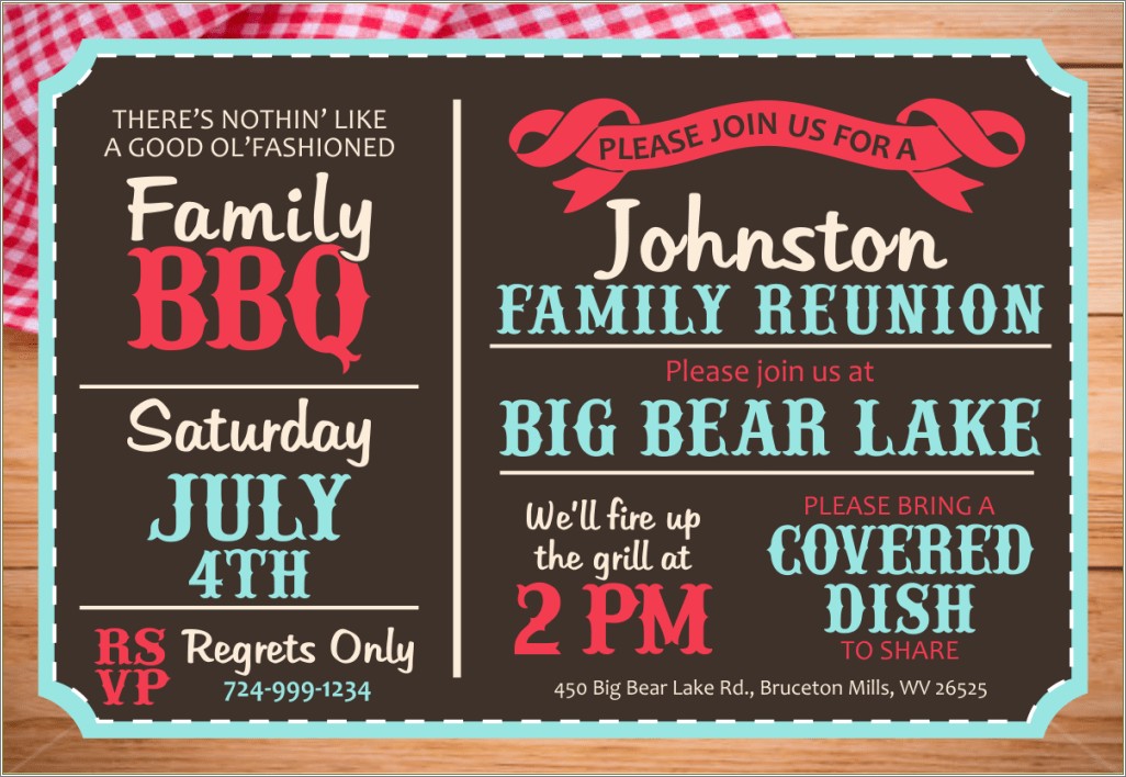 Family Reunion Templates For Invitations Free