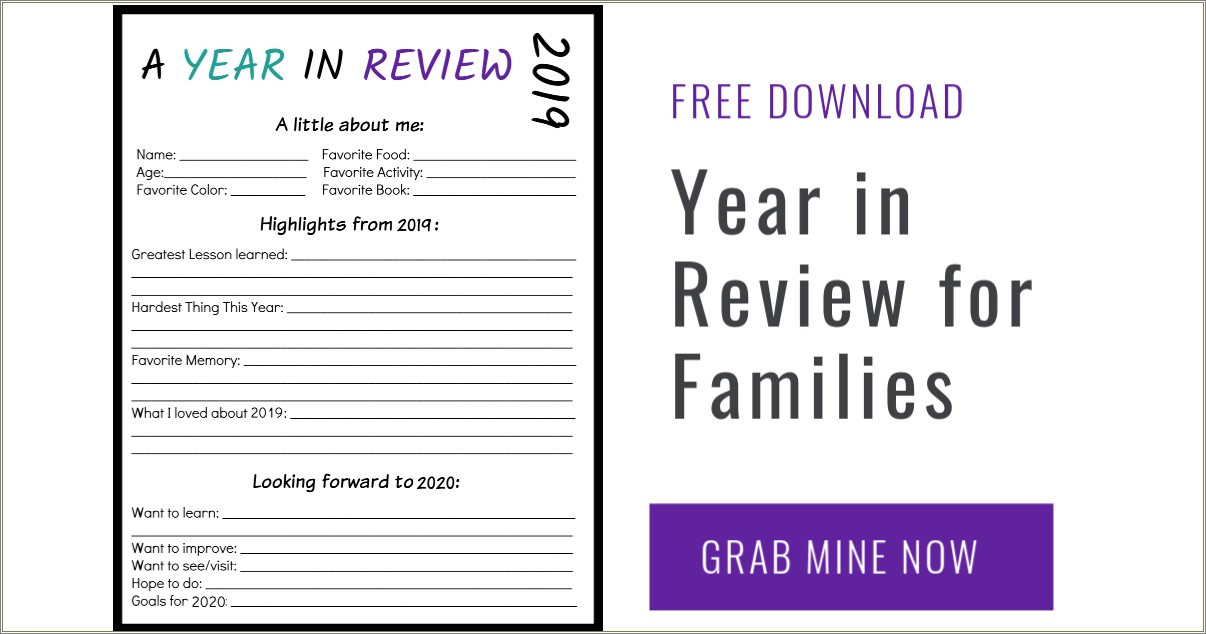 Family Year In Review Template Free