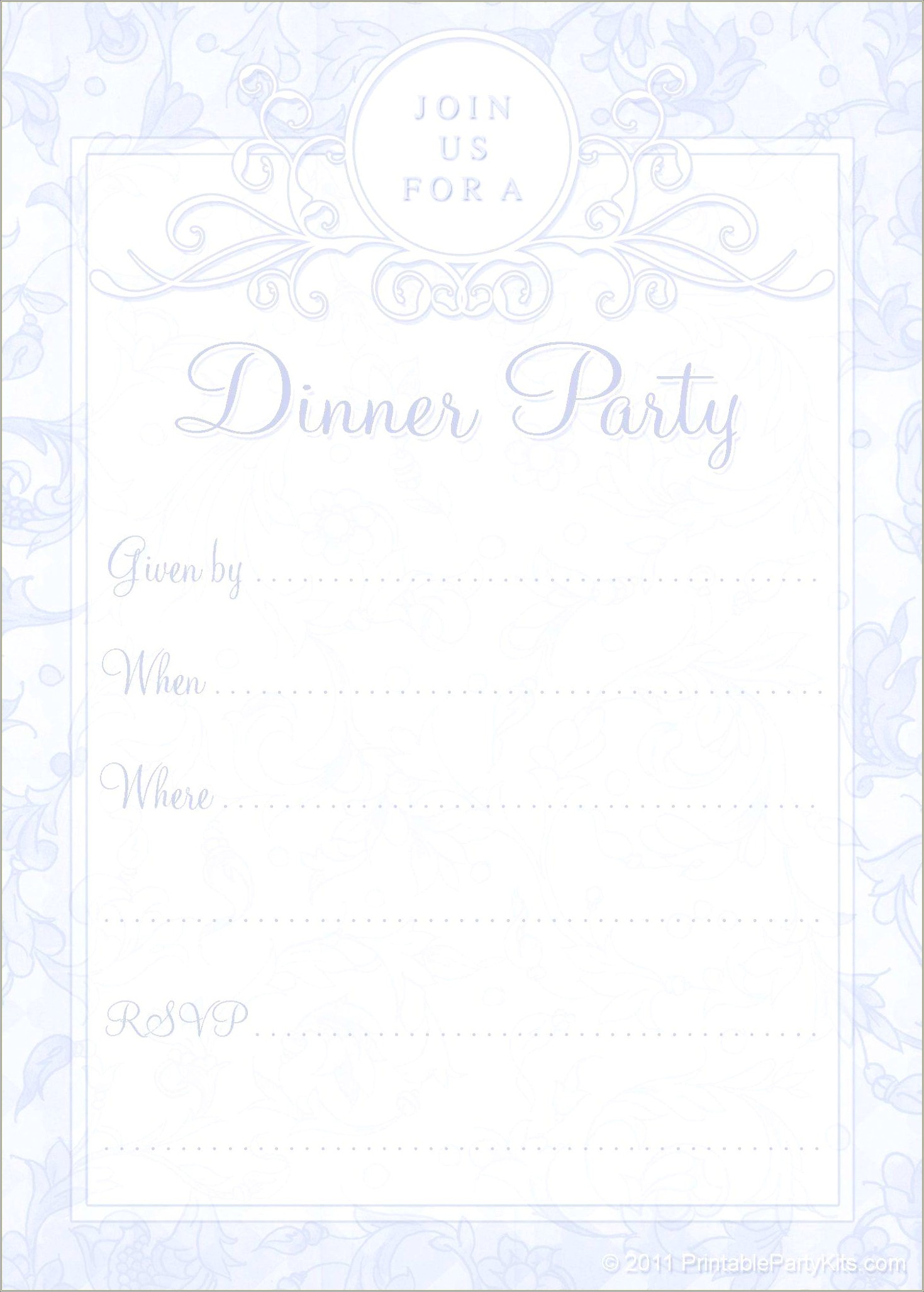 Fancy Dinner Invitation Template Printable Free