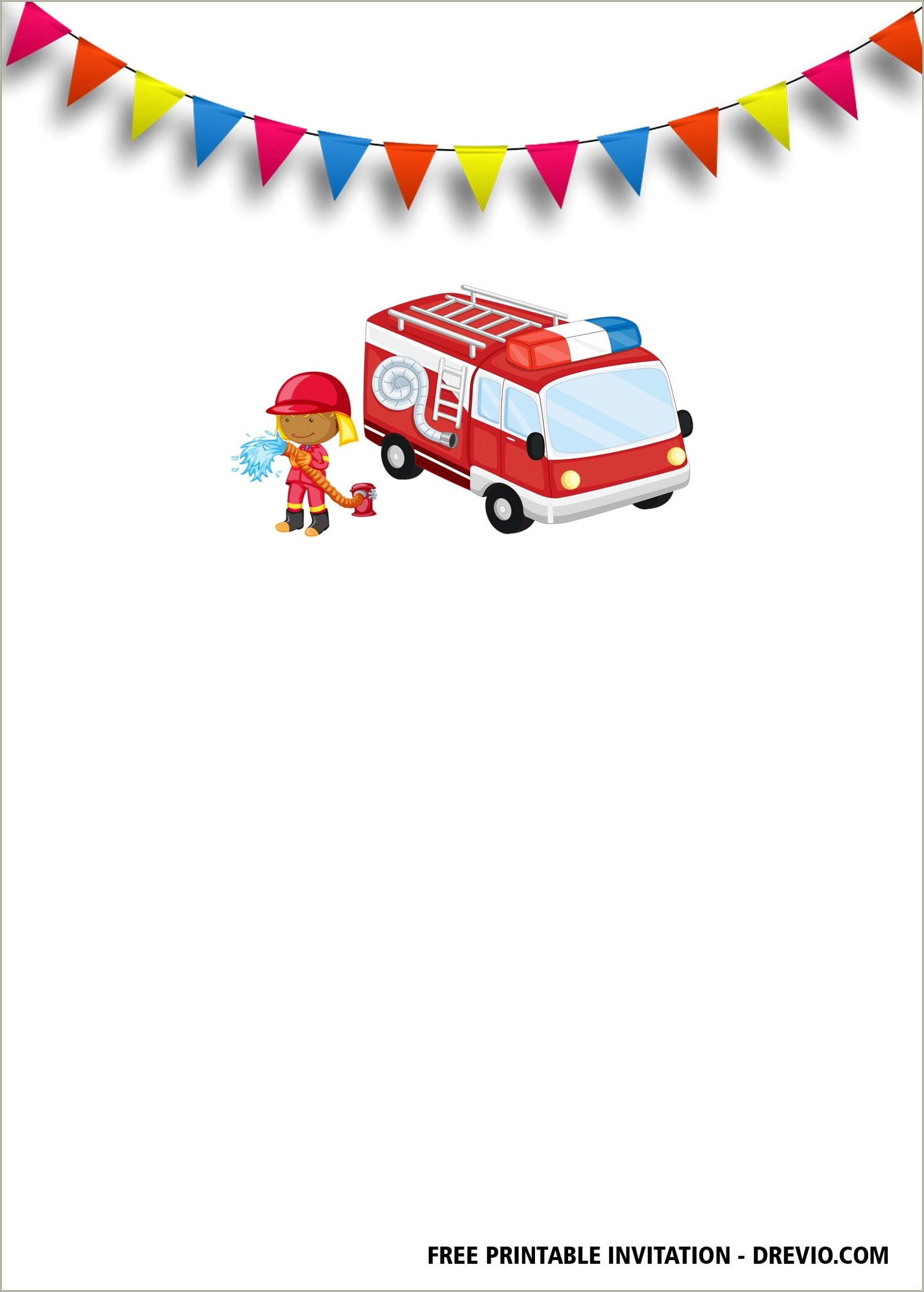 Fire Truck Birthday Invitation Template Free