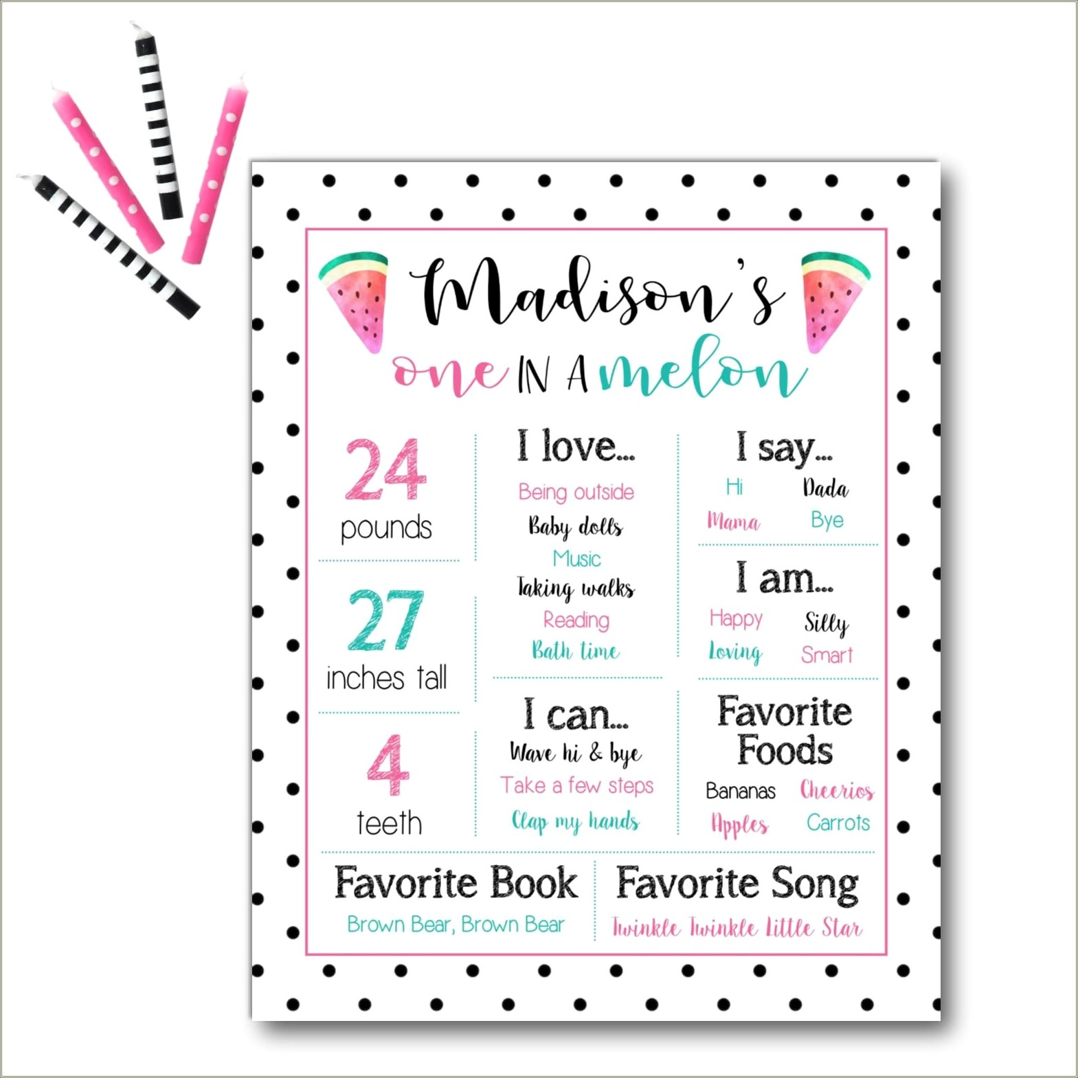 First Birthday Chalkboard Poster Free Template