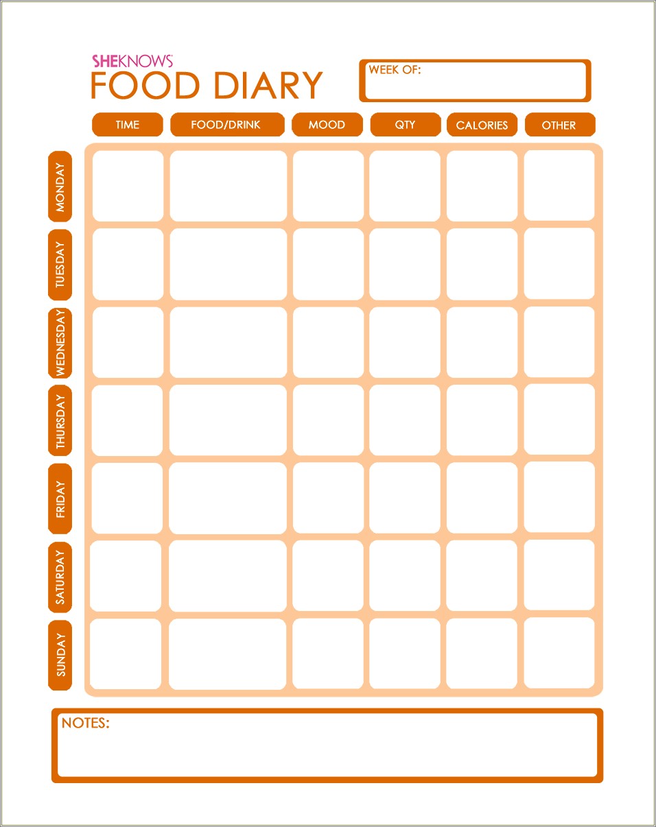 Food And Exercise Tracker Template Free