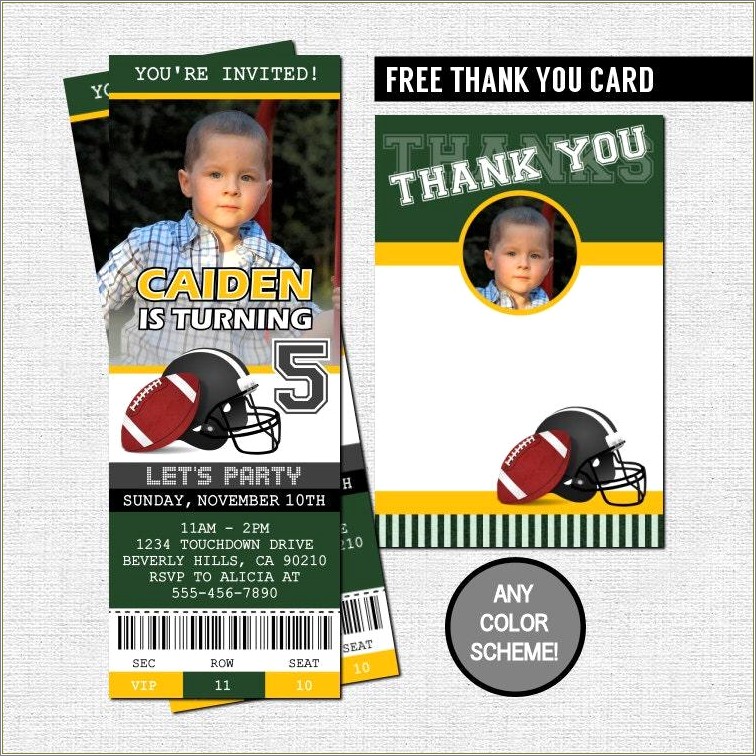Football Thank You Card Template Free