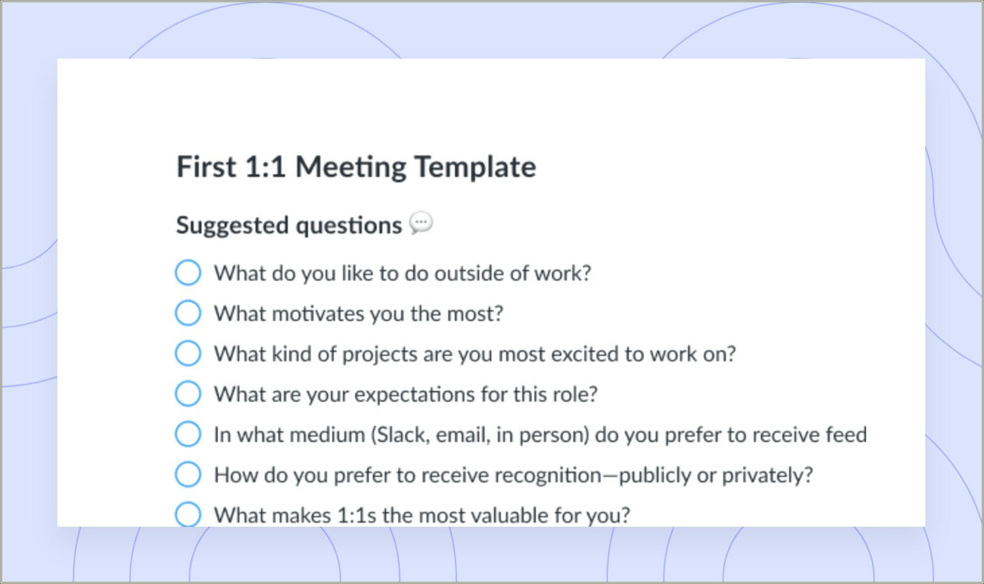 Free 1 On 1 Meeting Template