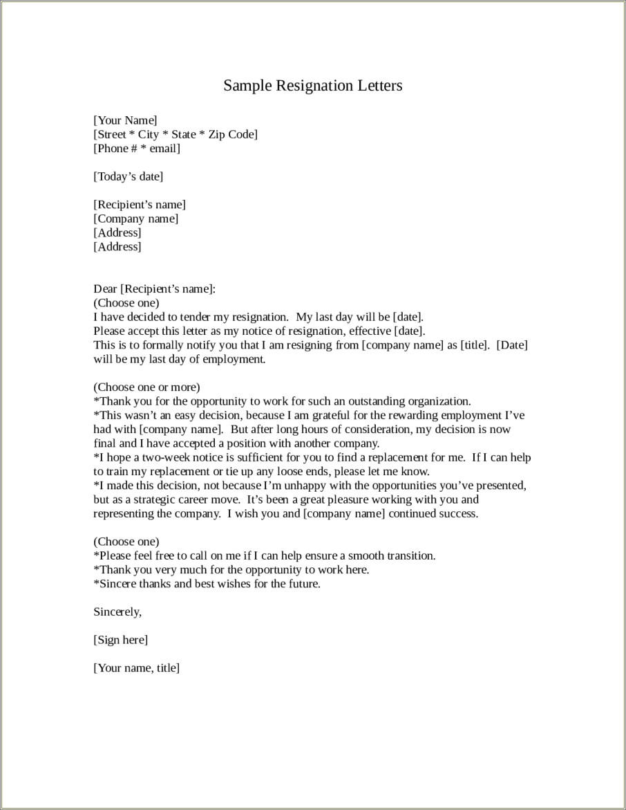Free 2 Weeks Notice Letter Template