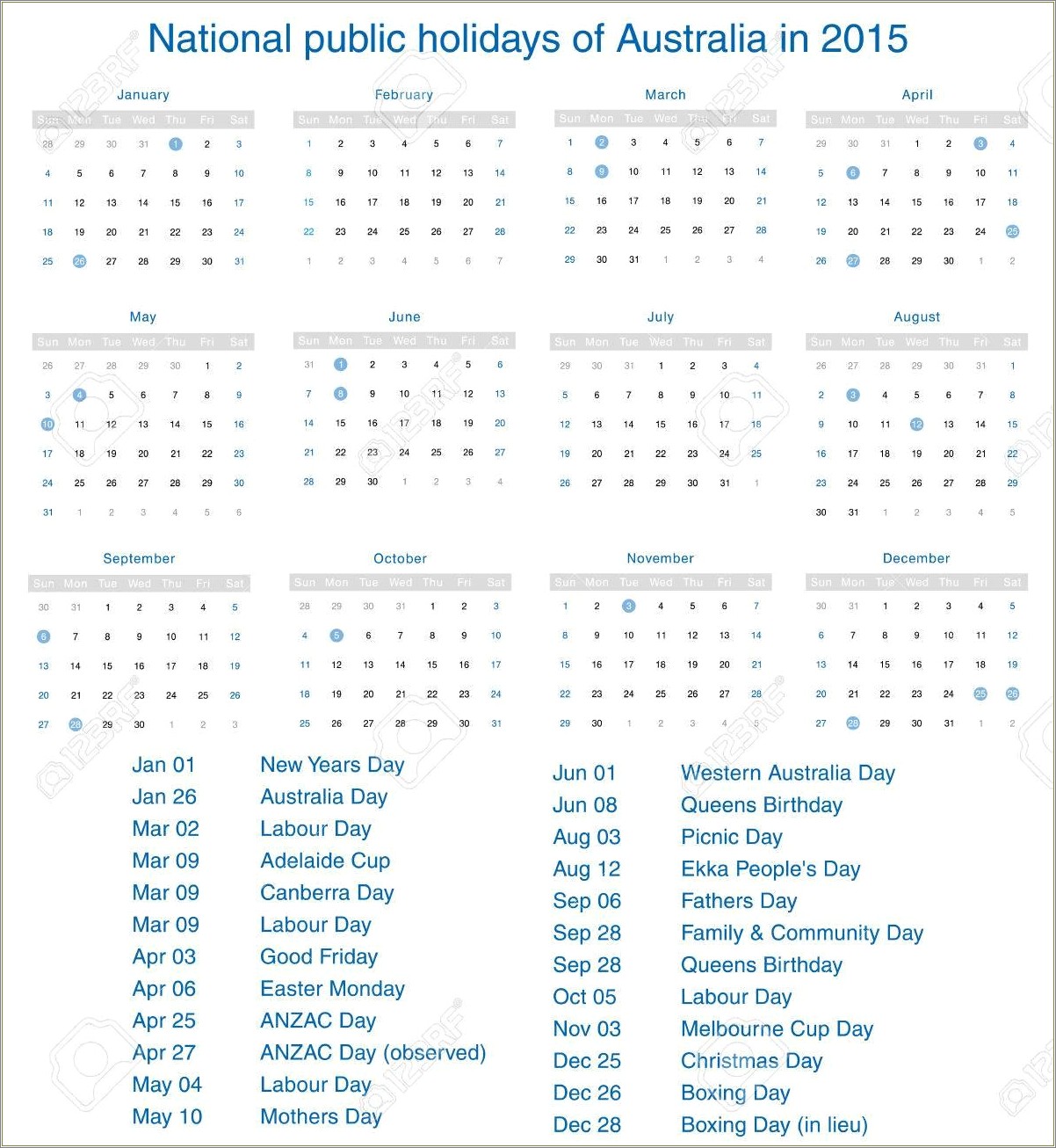 Free 2015 Calendar With Holidays Template