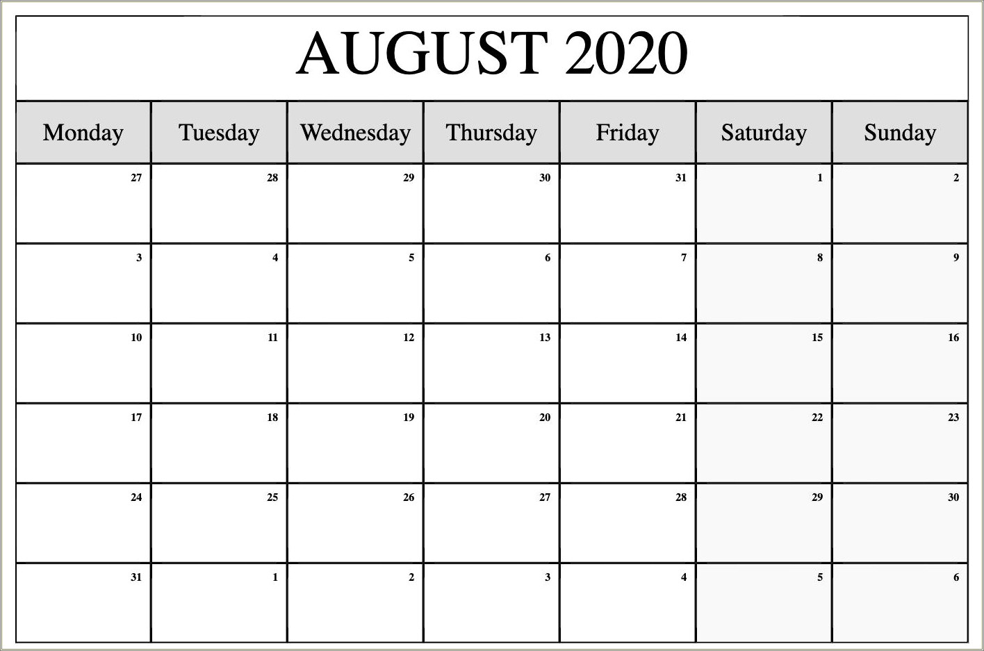 Free 2019 2020 Calendar Template Word