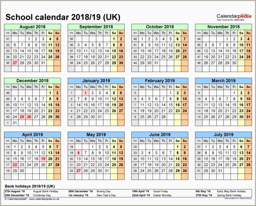 Free 2019 Calendar Template With Holidays