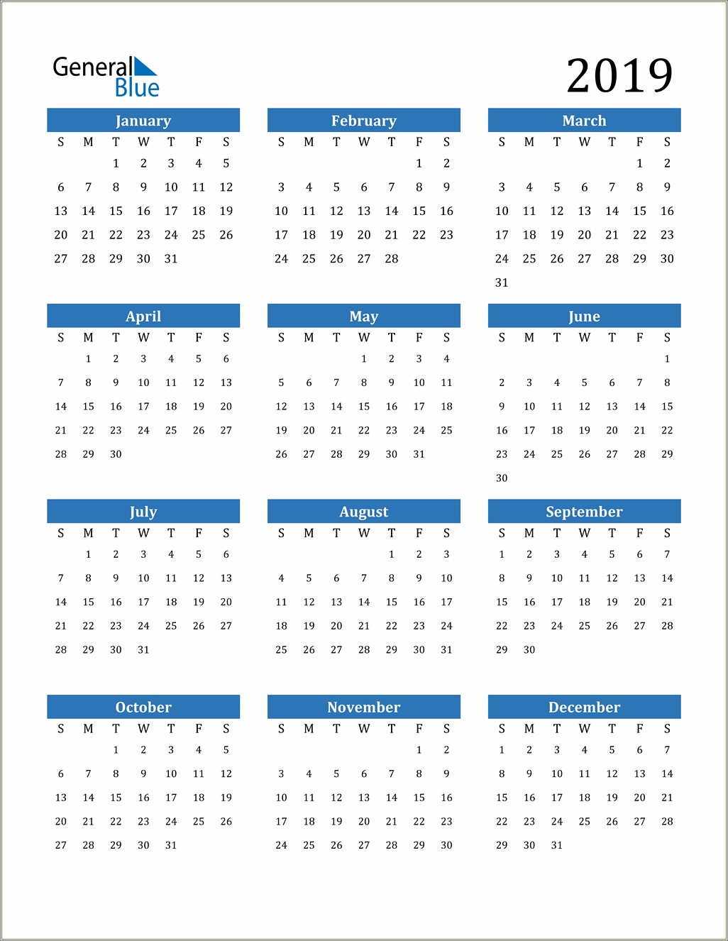 Free 2019 Calendar Templates For Word