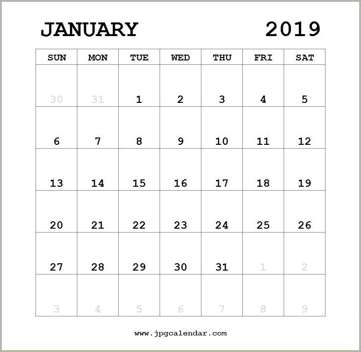 Free 2019 Printable Calendar Templates Portrait