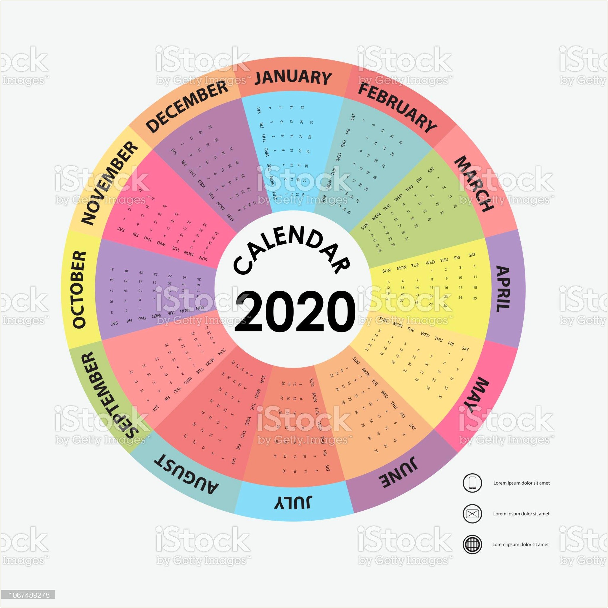 Free 2020 Colored Yearly Calendar Templates