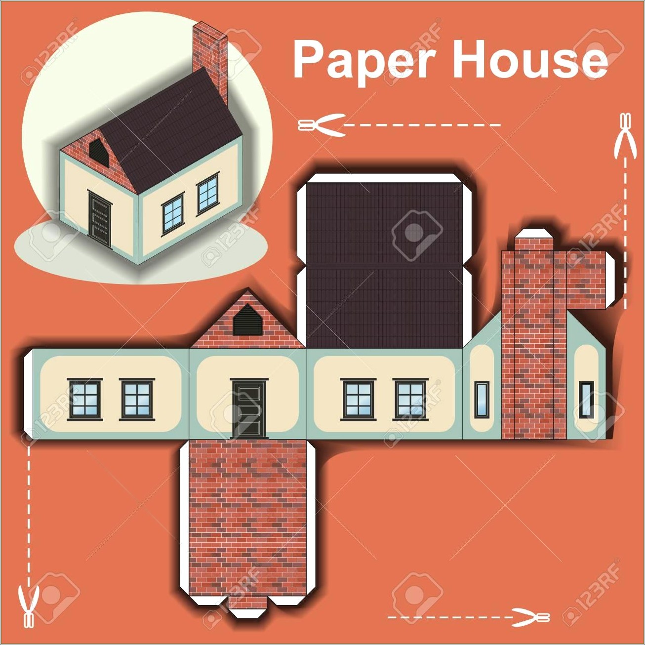 Free 3d Svg Papercrafting House Template