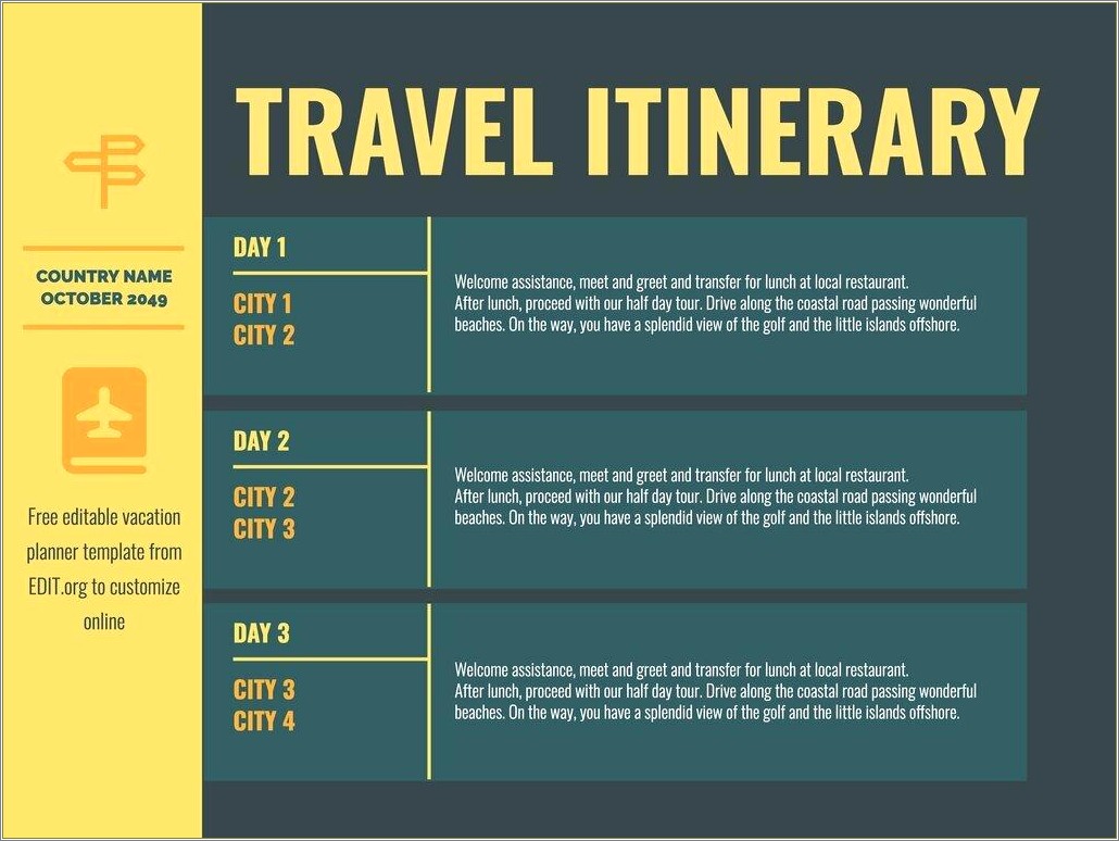 Free 7 Day Travel Itenerary Template
