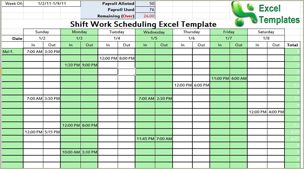 Free 8 Hour Shift Schedule Template